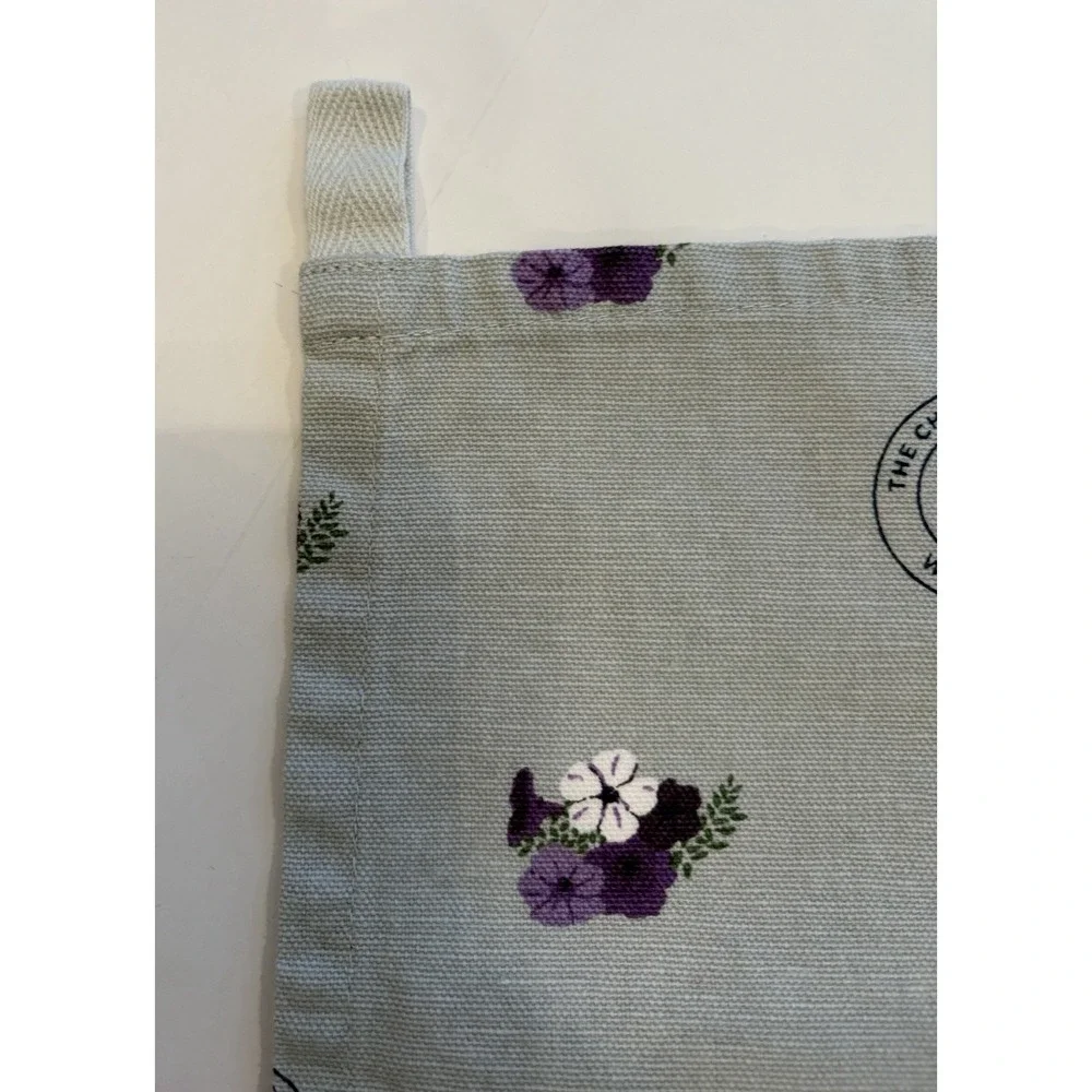 Wimbledon Championships Tea Towel Purple Floral Sage Green 100% Cotton